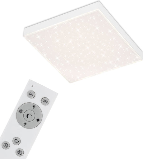 Briloner - Deckenleuchte - dimmbare Deckenleuchte - mit Lichtrand - Sterndeko - inkl. Fernbedienung - Farbtemperaturregelung -15 Watt -1.600 Lumen - Weiß