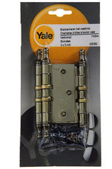 Yale 1019139 - 3 scharnieren met kogellager verbronsd vaasknop 76x76mm | 2 stuks