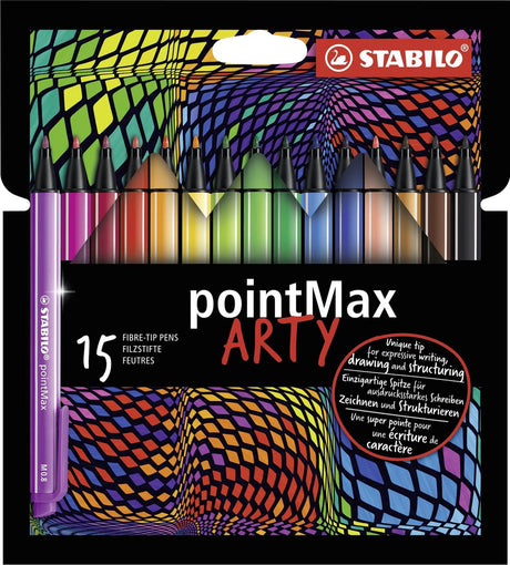 Stabilo pointmax – Hardtip Fineliner 0,8 mm – künstlerisches Etui mit 15 Farben