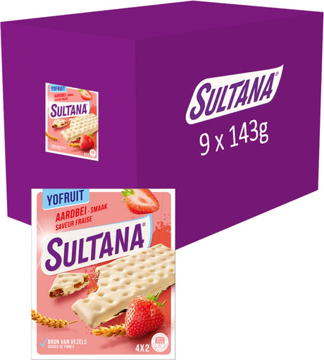 Sultana - Snack - Yofruit Erdbeer-Fruchtkeks - 9 x 143 Gramm