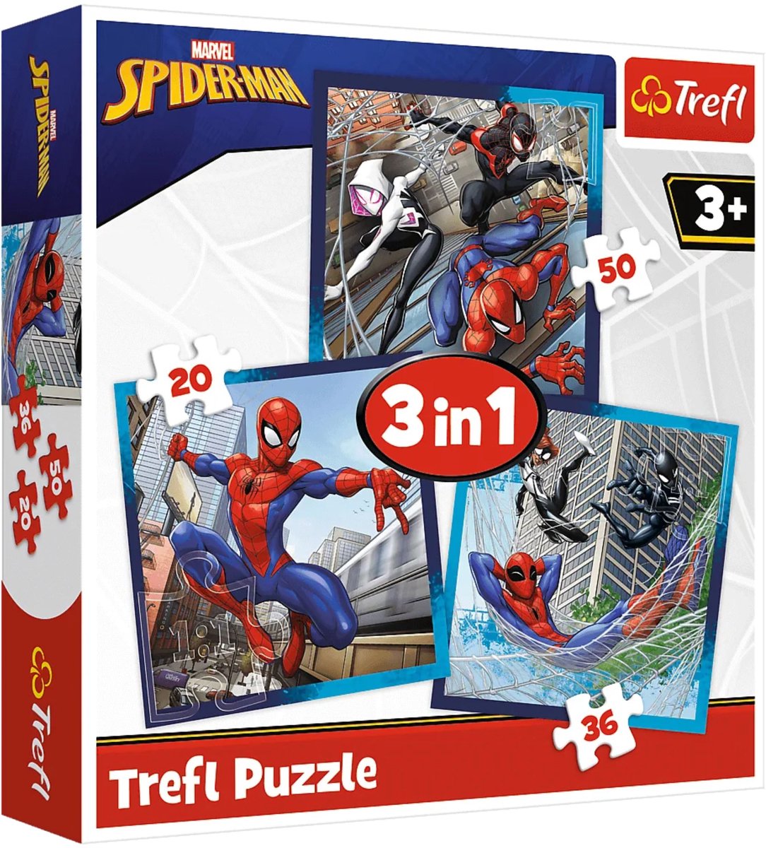 Trefl Puzzle 3in1 Spider-Man – Disney Marvel Kinderpuzzle aus Pappe.