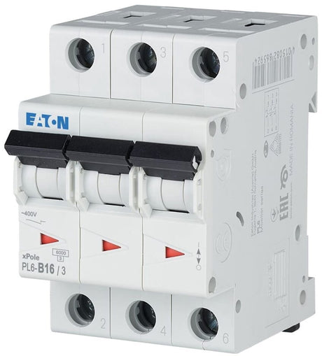 Eaton installatieautomaat 3-polig 16a - pl6-b16 3 - type b
