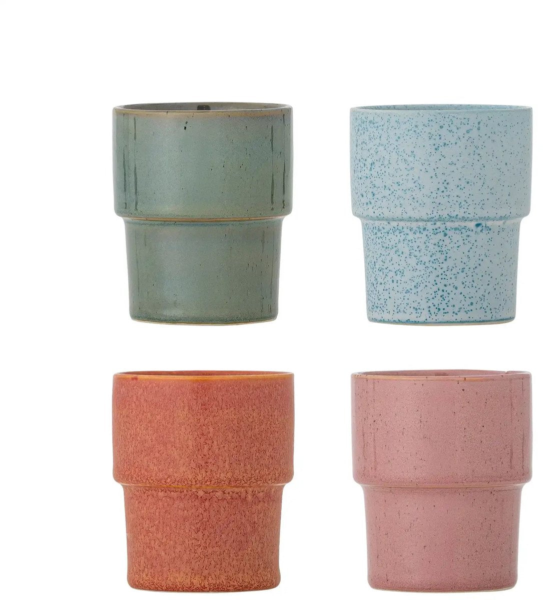 Bloomingville Becher aus Steingut, rosa Ewan – 4er-Set