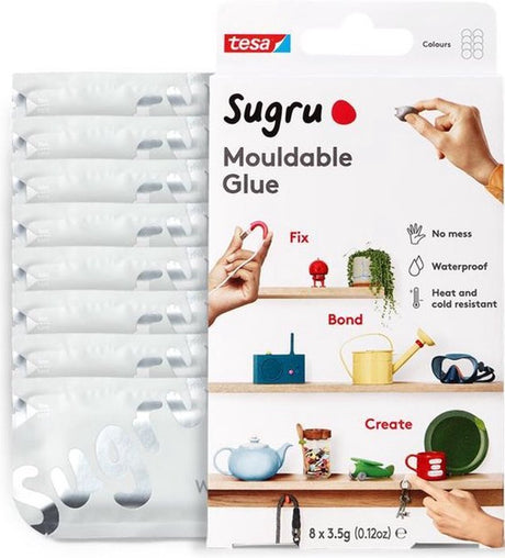 Sugru Knetkleber von tesa, 8er-Pack (8 x 3,5 g) in Weiß