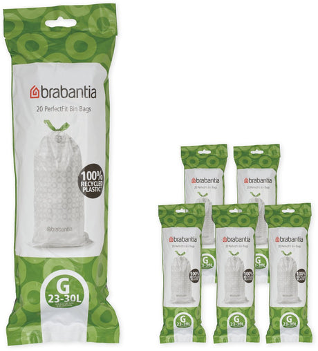 Brabantia Perfectfit Müllsäcke – 30 l – Code g – 6 Rollen x 20 Stück