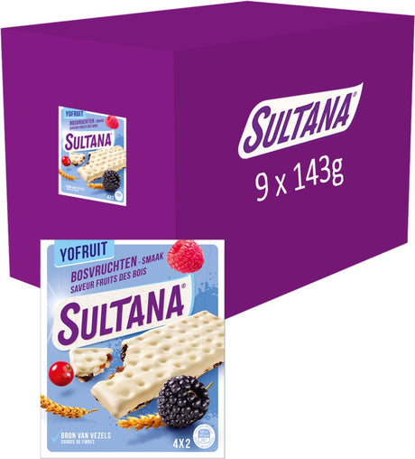 Sultana - Snack - yofruit Waldfrüchte Fruchtkeks - 9 x 143 Gramm