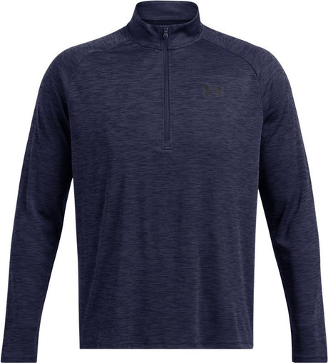 Under armour ua tech textured 1-2 zip-blu heren sportshirt - midnight navy - zwart