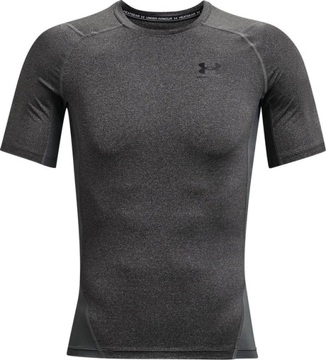 Under armour ua hg armour comp ss heren sportshirt - grijs - zwart