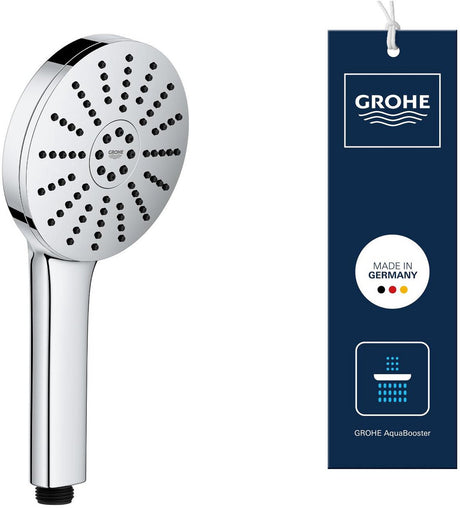 Grohe Vitalio Joy+ 120 Handbrause – 3 Strahlarten – Aqua-Booster – Wassersparend (7 l min) – Chrom