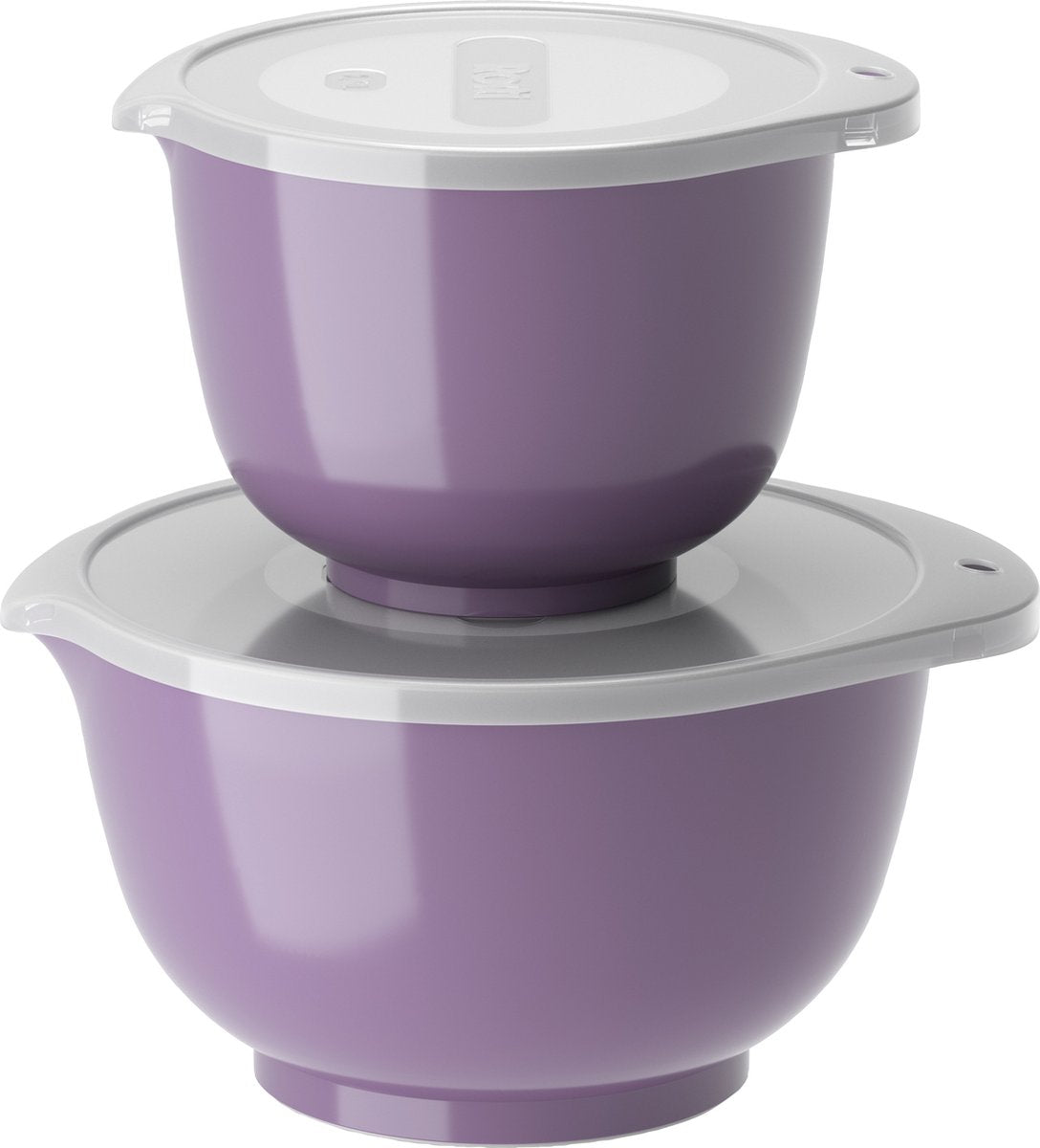 Rosti margrethe beslagkom set - 4 delig - 1,5 en 3 l - lavender - mengkom met deksel voor bakken en koken - magnetron-, vriezer- en vaatwasmachinebestendig