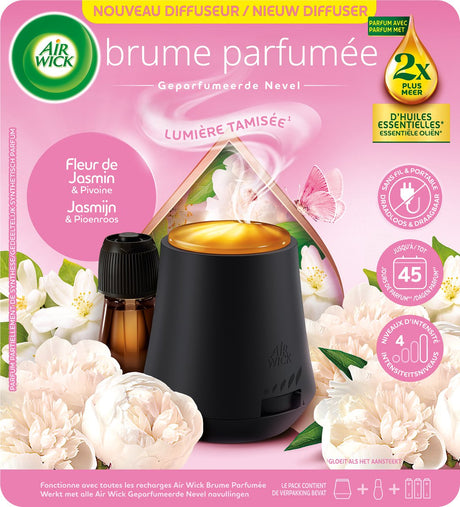 Air Wick Essential Mist automatischer Lufterfrischer Jasmin Pfingstrose – Starter-Set