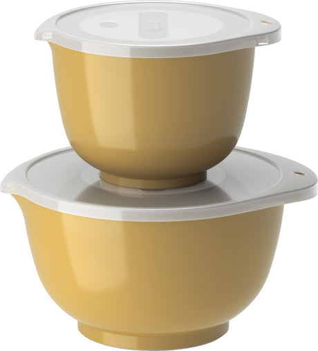 Rosti margrethe beslagkom set - 4 delig - 1,5 en 3 l - curry (geel) - mengkom met deksel voor bakken en koken - magnetron-, vriezer- en vaatwasmachinebestendig