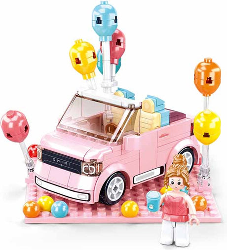 Sluban Miniq Mini Cabrio Bauspielzeug für Kinder ab 8 Jahren – Konstruktionsspielzeug Modellbau – Baukasten mit 245 Bausteinen und 1 Minifigur – M38-B1086
