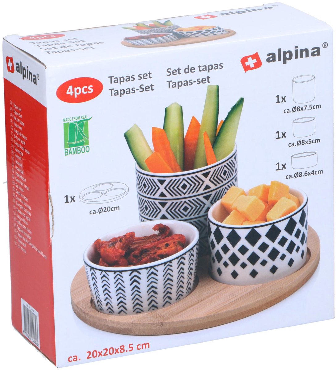 No Brand Tapas-Set rund 4-teilig | 2 Stk