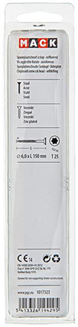 Mack 1017323 - spaanplschr.vzkop-zelfb. geelverz. 4 st 6,0 x 150 mm | 5 stuks