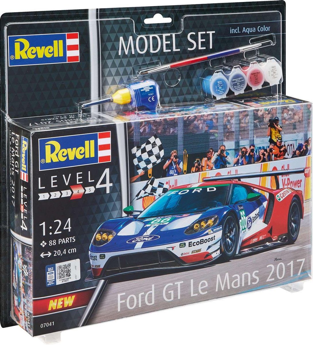 Revell Modellbausatz - Ford GT Le Mans 1:24 - 88 Stück. - inkl. Grundfarben