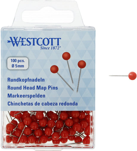 Westcott Markierungsnadeln – rot – Schachtel mit 100 Stück – ac-e10503