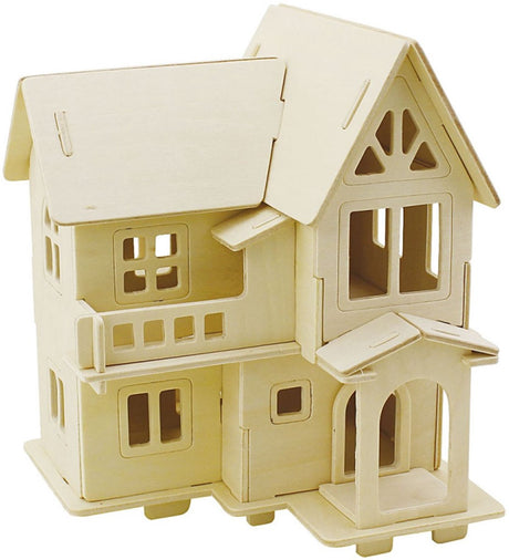 Creativ Company 3D-Holzbaukasten, Haus mit Balkon, Maße 15,8x17,5x19,5, 1 Stück