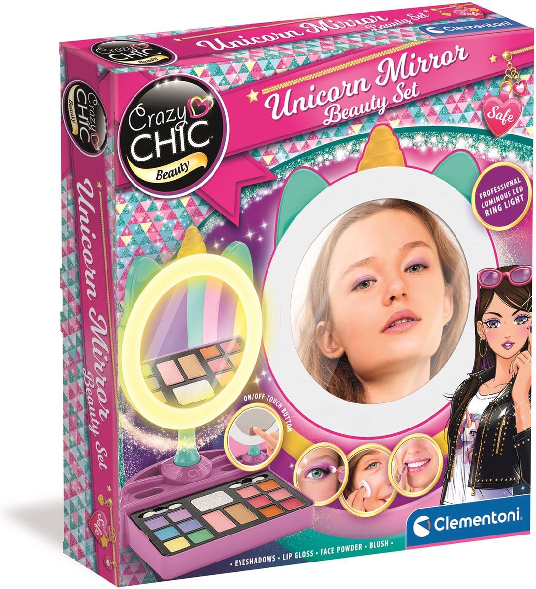 Clementoni Crazy Chic – Einhornspiegel mit LED-Ringlicht