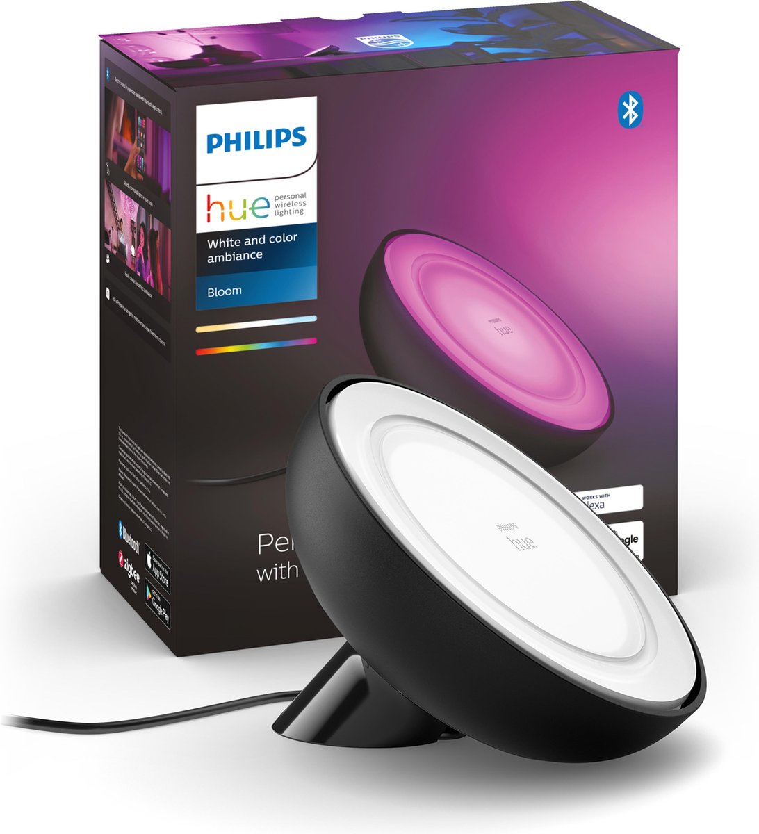 Philips hue bloom tafellamp - wit en gekleurd licht - zwart
