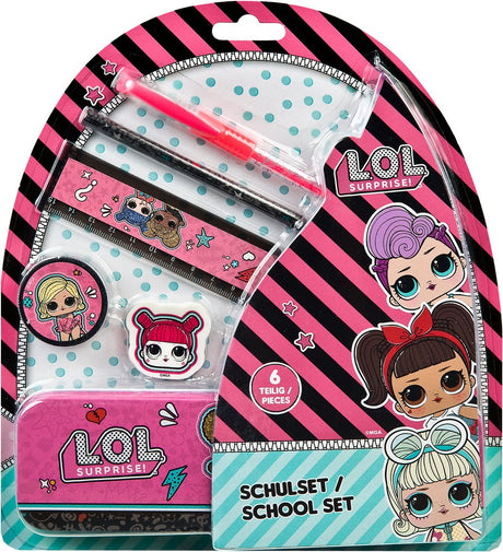 Lol. Überraschung! L.O.L Surprise Schulset mit Federmäppchen und Schreibwaren – 6-teilig.