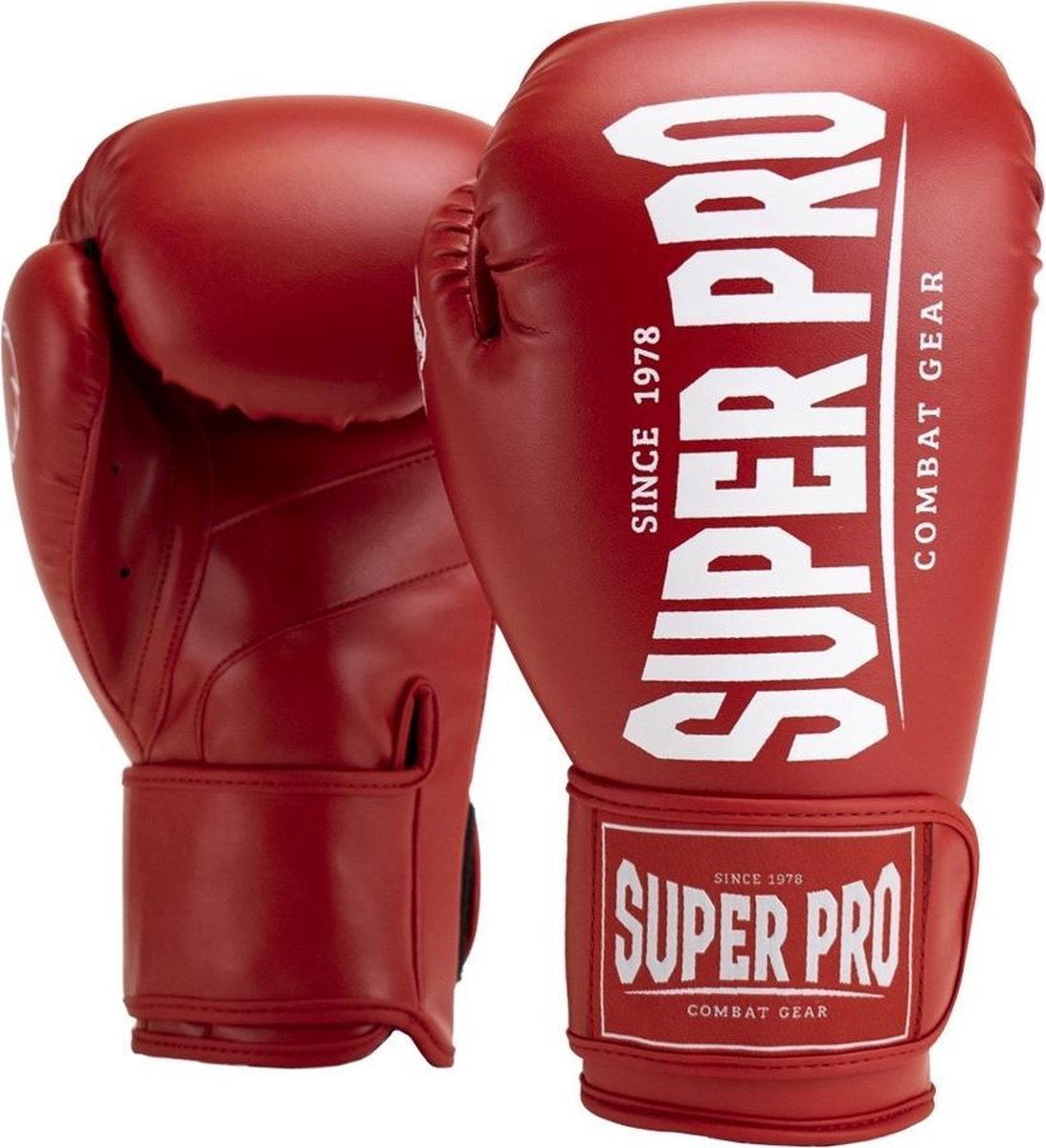 Super pro combat gear champ (kick)bokshandschoenen rood wit 16oz