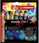 Stabilo Woody 3 in 1 – Multitalent-Buntstift – arty – Set à 6-tlg. + Bleistiftspitzer