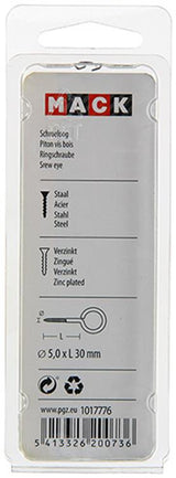 Mack 1017776 - schroefoog staal verzinkt 4 st 5,0 x 30 mm | 10 stuks