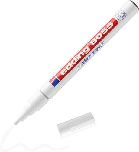 Edding 8055 Outdoor-Marker weiß – 1–2 mm Rundspitze – 1 Stück – wetterfest und für fast alle Außenflächen