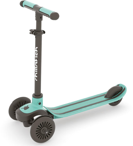 Chillafish Kinderroller 3 Jahre mit drei Rädern – grün blau – leichter Roller für Jungen mit abnehmbarem Lenker und Fußbremse – höhenverstellbar – neigbar zum Lenken – extra Griffe – Modell Scotti 3