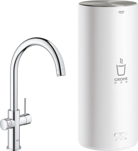 Grohe red 3 in 1 kokendwaterkraan - c-uitloop - 7l boiler - met mengventiel – chroom