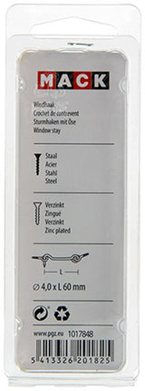 Mack 1017848 - windhaak staal verzinkt 2 st 4,0 x 60 mm | 10 stuks
