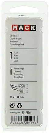 Mack 1017856 - kaderhaak staal vermessingd 4st 30 x 34 mm | 5 stuks