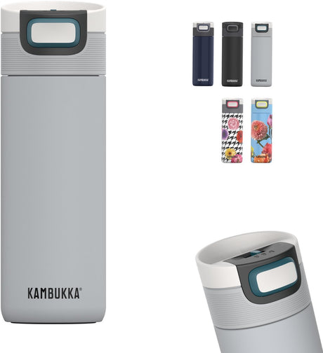 Kambukka Etna Thermobecher 500 ml – leicht zu reinigen – auslaufsicherer Kaffeebecher – unsicheres Grau