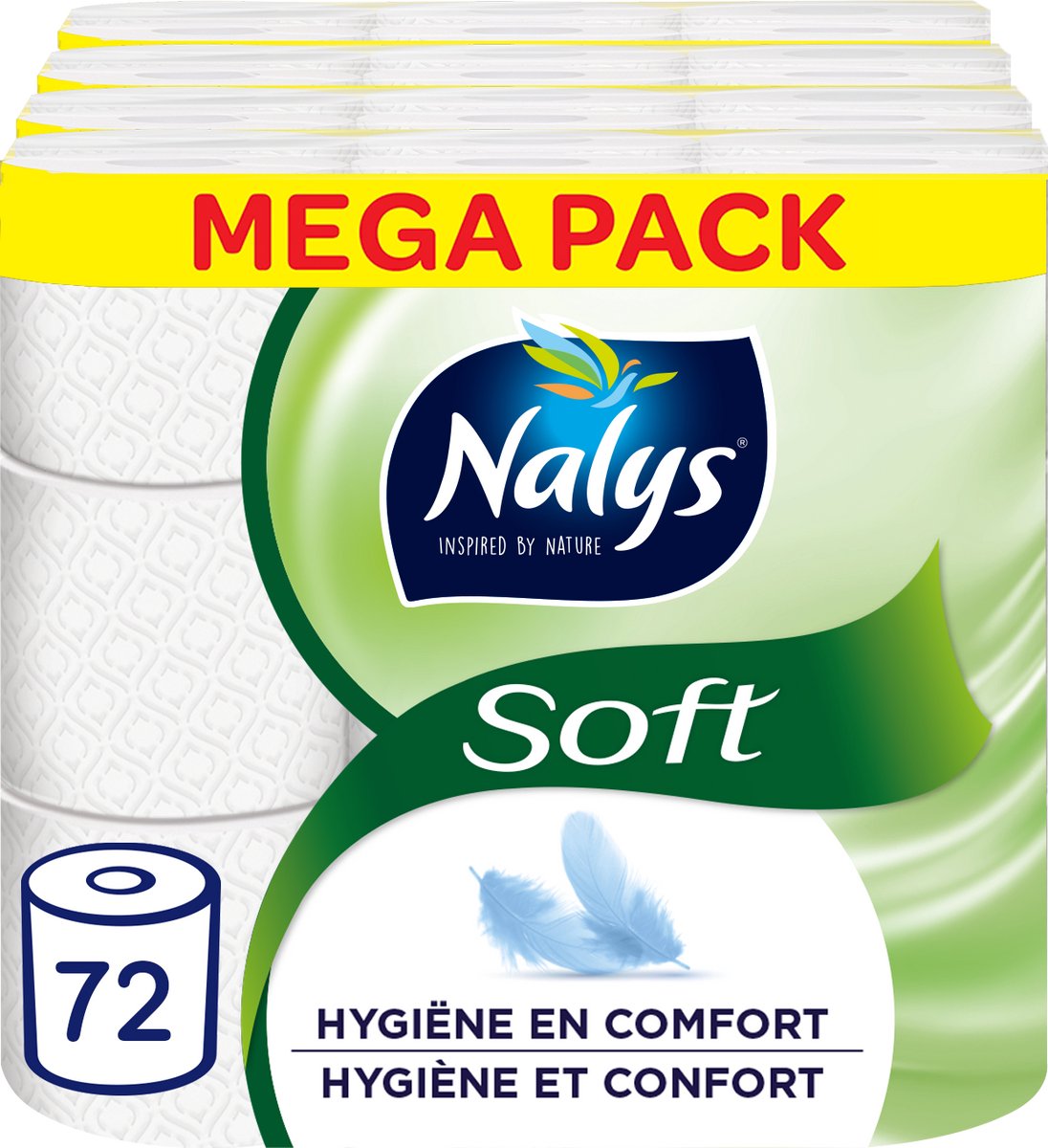 Nalys weiches Toilettenpapier – 72 Rollen – weiß – Vorteilspackung