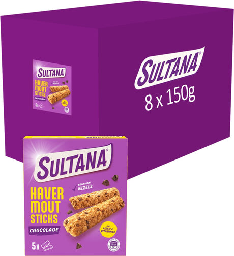 Sultana - Haferflockensticks mit Schokolade - 8 x 150 Gramm