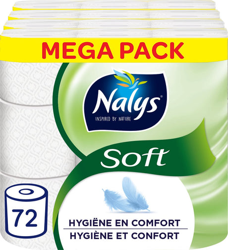 Nalys weiches Toilettenpapier – 72 Rollen – weiß – Vorteilspackung