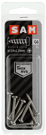 Mack 1019787 - zelftappende schroef cyl.kop a2 9 st 3,9 x 25 mm | 10 stuks