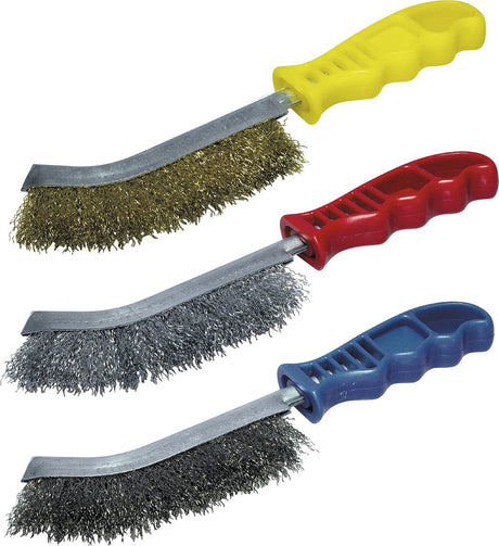 Wolfcraft - Drahtbürste - 3-teiliges Set - Handdrahtbürste - Handbürste - Stahlbürsten - 2138000