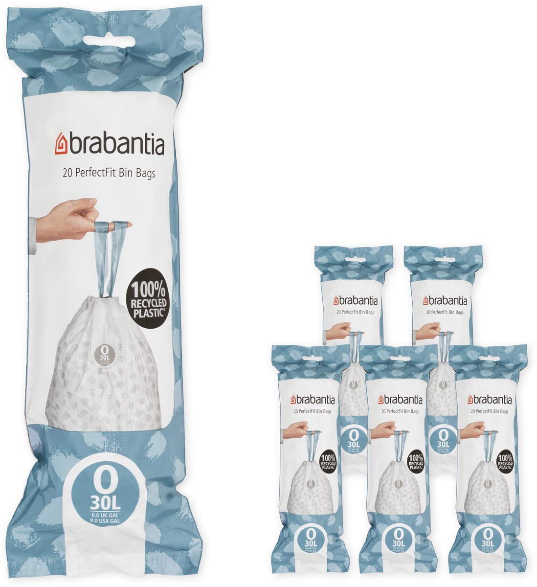 Brabantia Perfectfit Müllsäcke – 30 l – Code o – 6 Rollen x 20 Stück