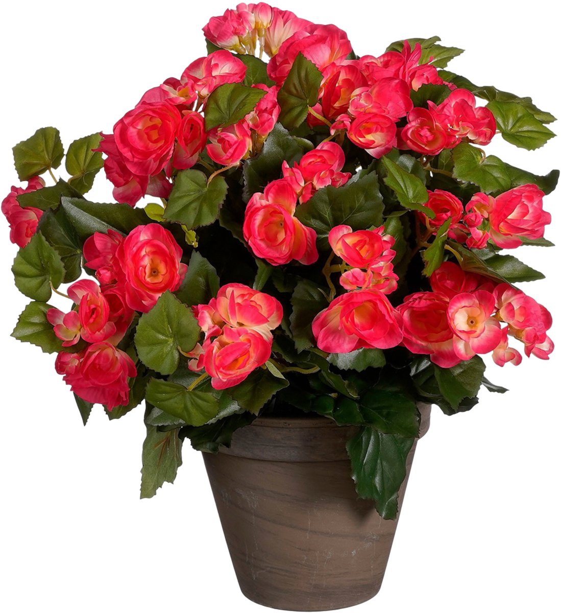Mica decorations kunstplant - begonia - donker roze - in pot - 37 cm - nepplanten