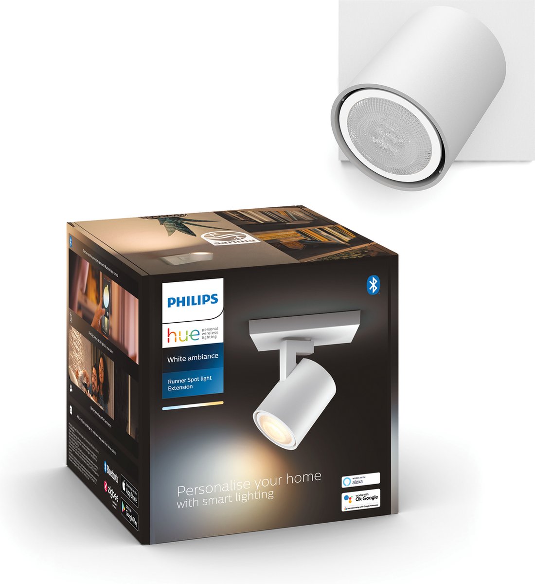Philips hue runner opbouwspot - warm tot koelwit licht - 1-spot - wit