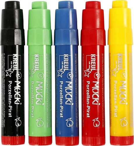 Creotime https: www.cchobby.nl Glas-Porzellan-Marker-Linienstärke-2-5-mm-verschiedene-Farben-5-Stück-1-Box