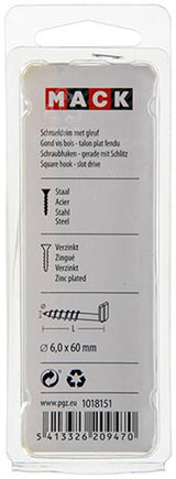 Mack 1018151 - schroefduim met gleuf verzinkt12 st 6,0 x 60 mm | 5 stuks