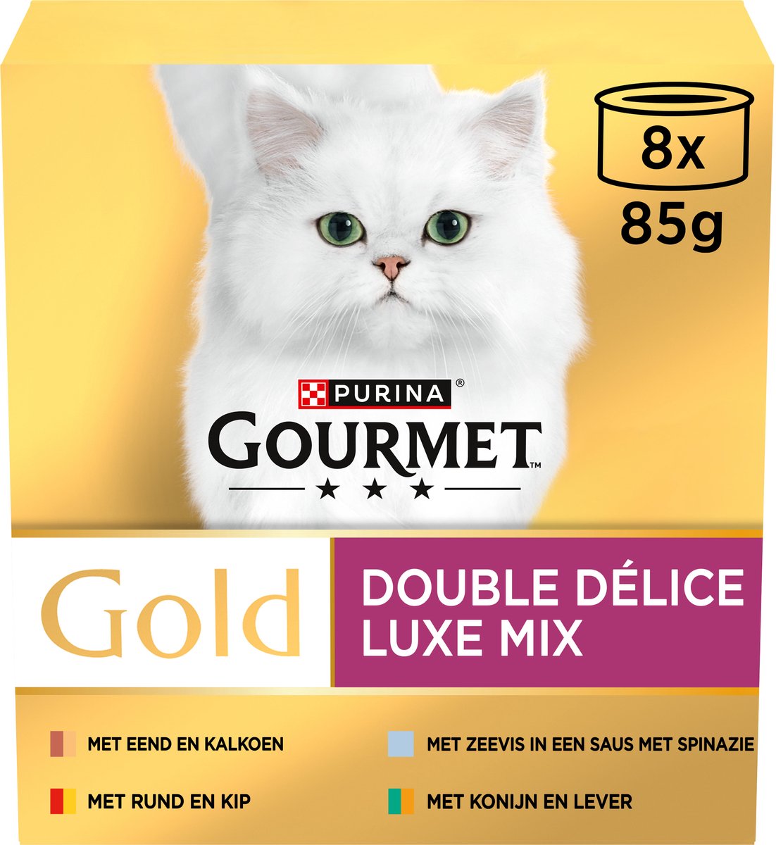 Gourmet Gold Luxus-Mix – Nassfutter für Katzen – Fischfleisch – 48 x 85 g