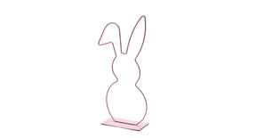 Metal bunny on base 17x40cm pink