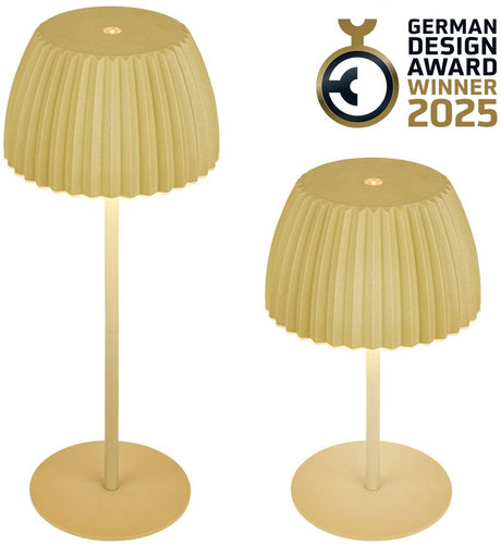 B.k.licht Briloner Champ – wiederaufladbare Tischleuchte – kabellose Lampe – Touch-dimmbar – für drinnen und draußen – Gewinner des Deutschen Designpreises 2025 – Limettengrün – ø14,5 x 36,5 cm