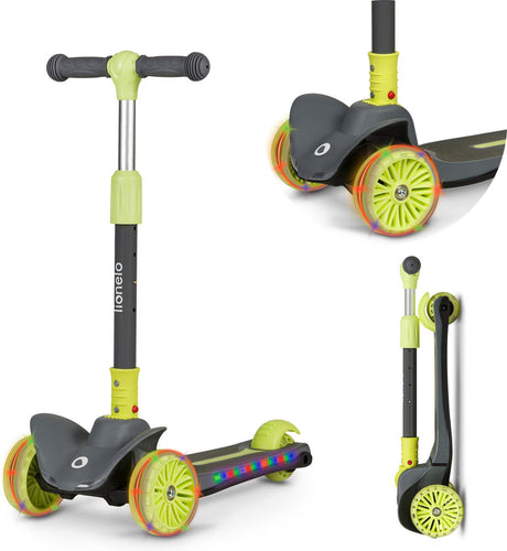 Lionelo Timmy Kinderroller – Balance-Scooter für Kinder – ab 3 Jahren – bis 50 kg – verstellbar – LED-Räder – Anti-Rutsch-Plattform – klappbarer Lenker – Beleuchtung im Raddeck – keine Montage erforderlich