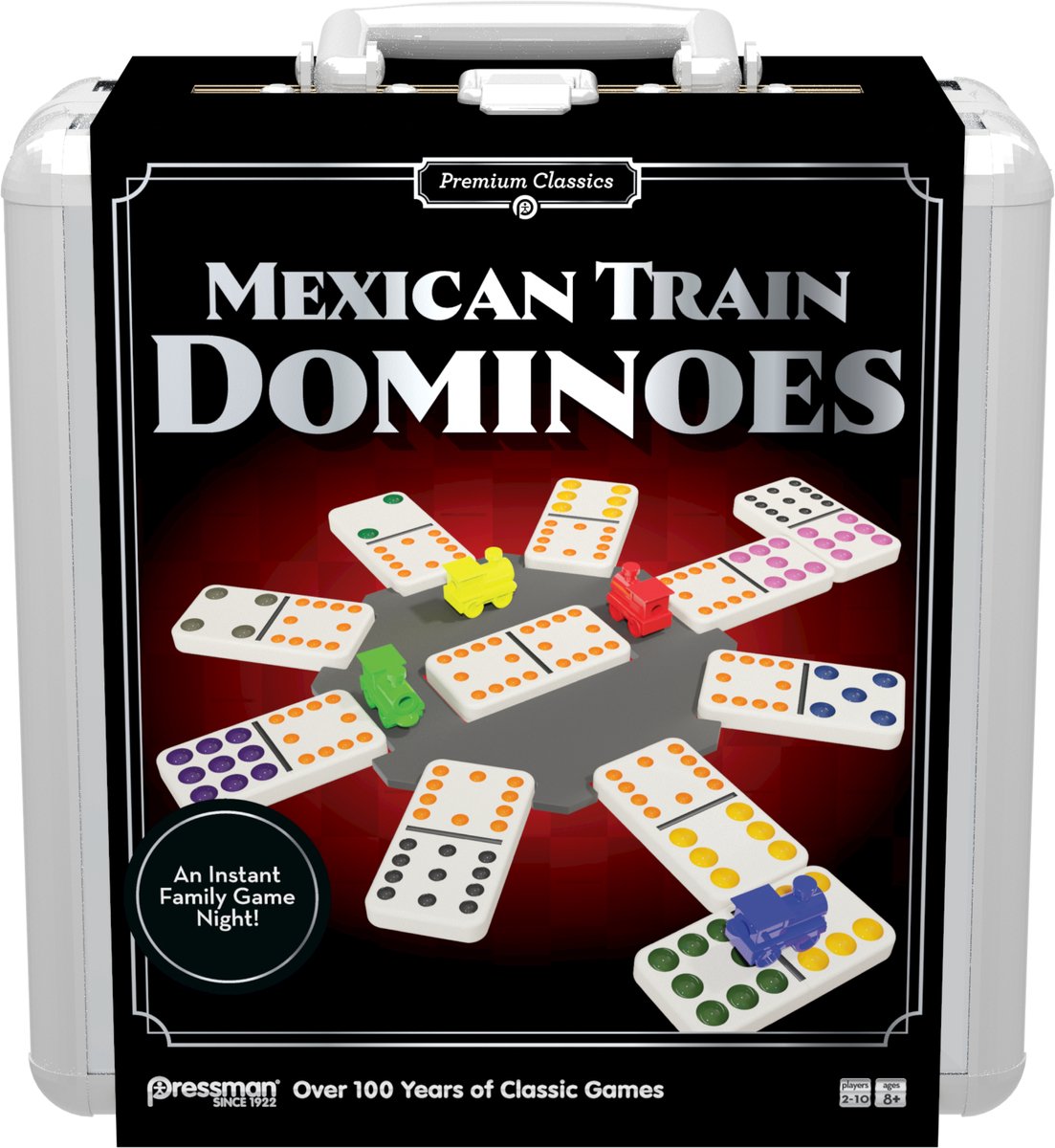 Goliath mexican train dominos in tin - koffer - actiespel - domino - gezinsspel - 1 tot 8 spelers