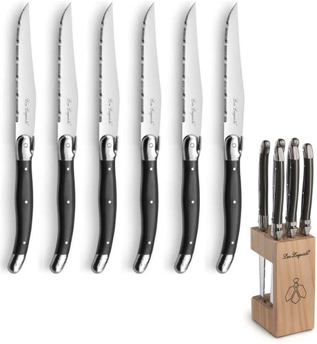 Lou Laguiole - 6 Steakmesser im Block - Anthrazit
